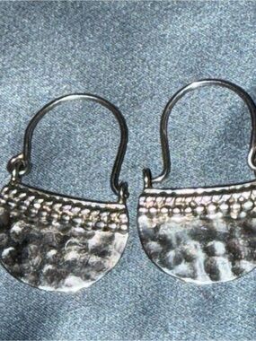 Vintage Taxco Mexico ATI 925 Sterling Silver Hammered Modernistic Earrings